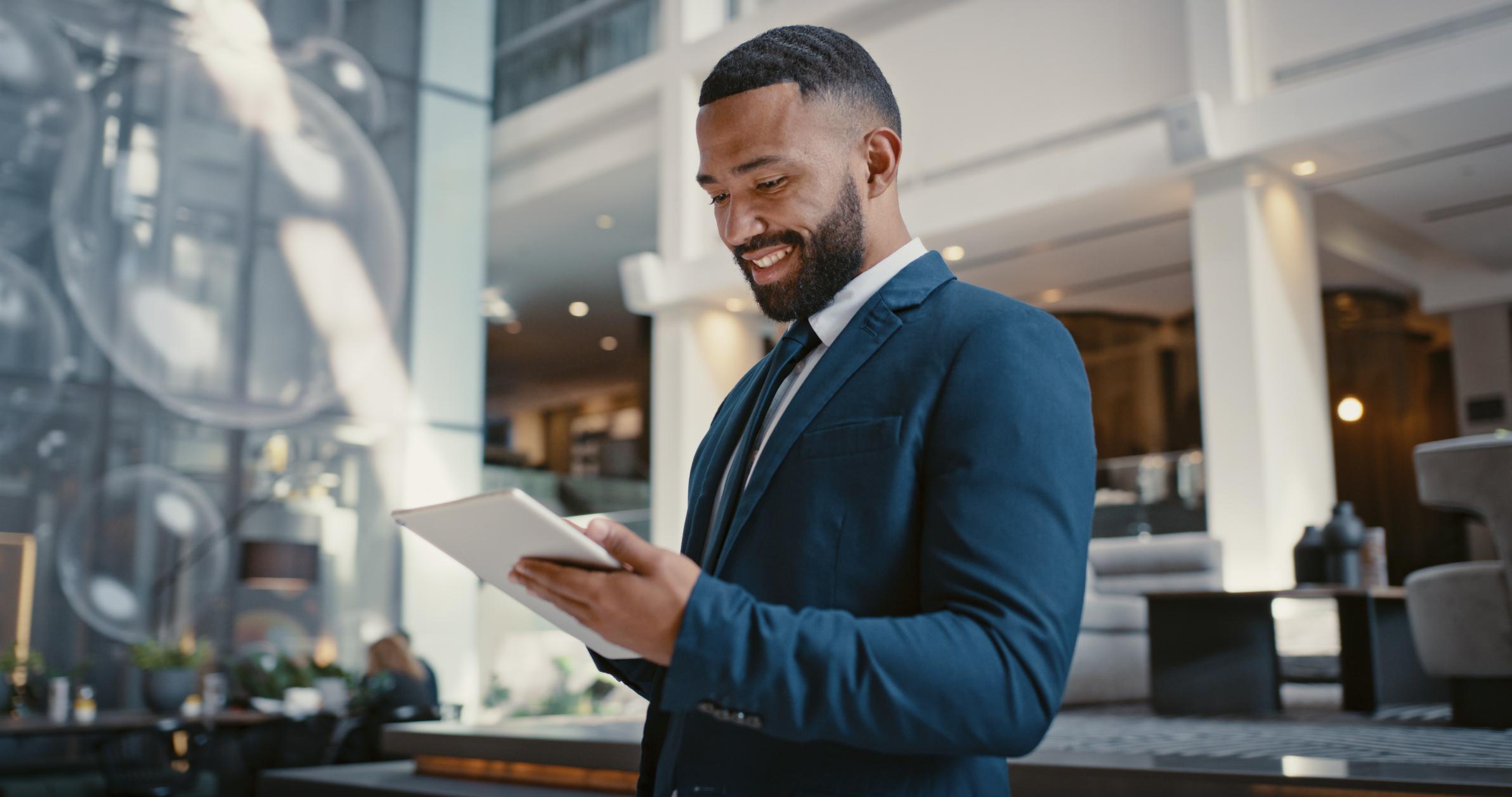 Businessman looking at tablet